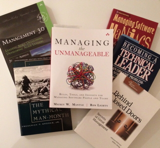 photo: Almost all the training for managing programmers that exists: 6 of only 8 books on the topic